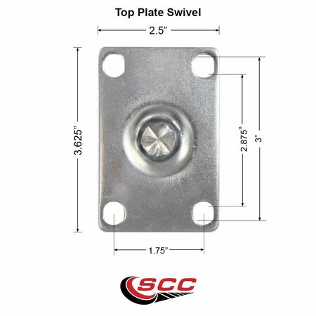 Service Caster 3'' Soft Rubber Wheel Swivel Top Plate Caster Set Posi Brake, 4PK SCC-20S314-SRS-PLB-4